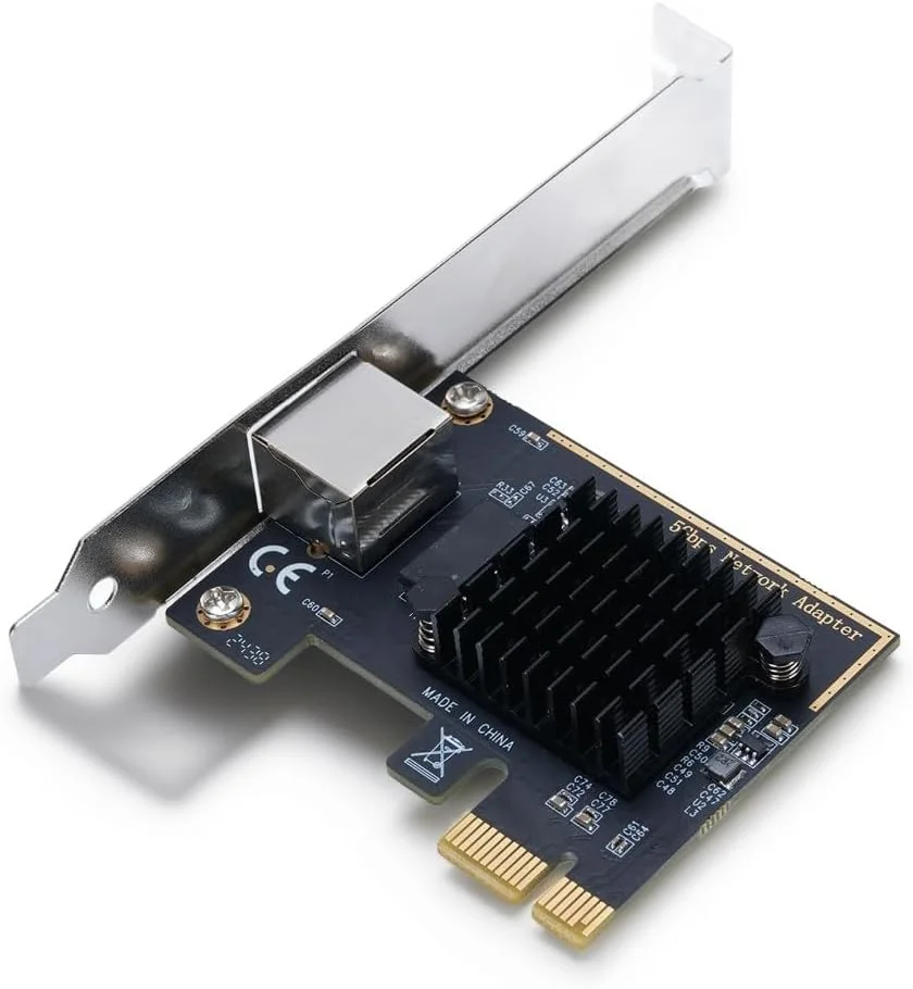 کارت شبکه اترنت PCIe با سرعت 5 گیگابیت بر ثانیه، مجهز به تراشه RTL8126، پورت RJ45 تطبیقی 2.5 گیگابیت بر ثانیه/1 گیگابیت بر ثانیه، براکت کم ارتفاع، سازگار با ویندوز 11/10/8/7