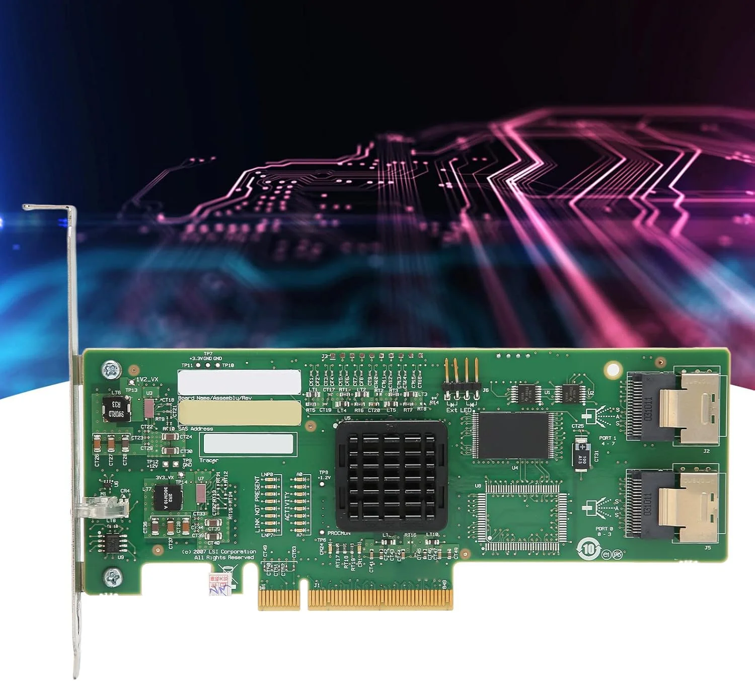 آداپتور شبکه گیگابیتی PCI-E، آداپتور سرور اترنت گیگابیتی PCI E X8 با محافظت از داده، دارای 2 کانکتور SFF8087 و ساخته شده از جنس PCB، کارت کنترلر سرور اترنت