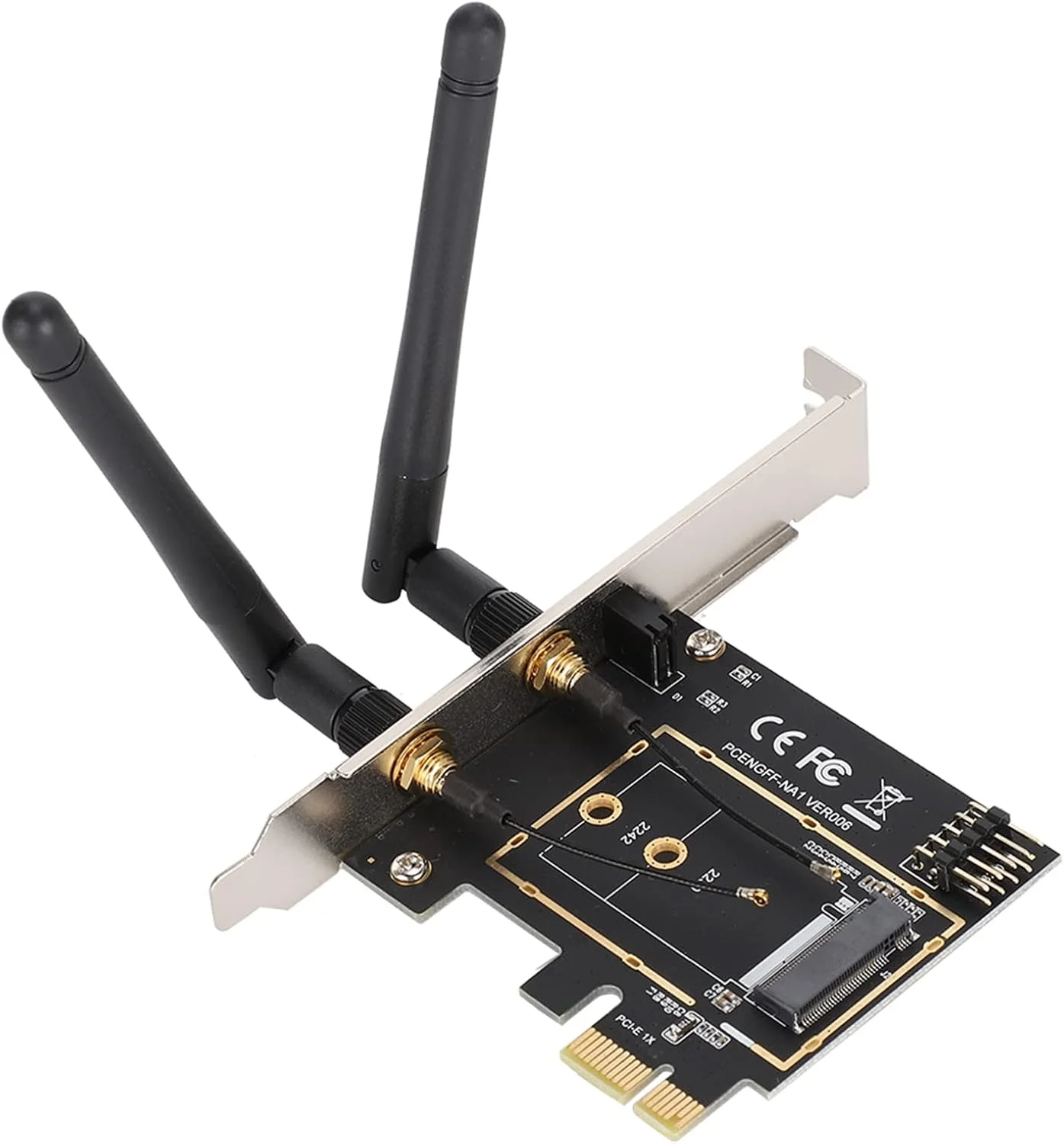 آداپتور توسعه PCI-E 1X به KEY A-E، کارت آداپتور PCI-E به NGFF M.2 با اتصال خوب، وای فای بی سیم، سازگار با محیط زیست و قابل اعتماد