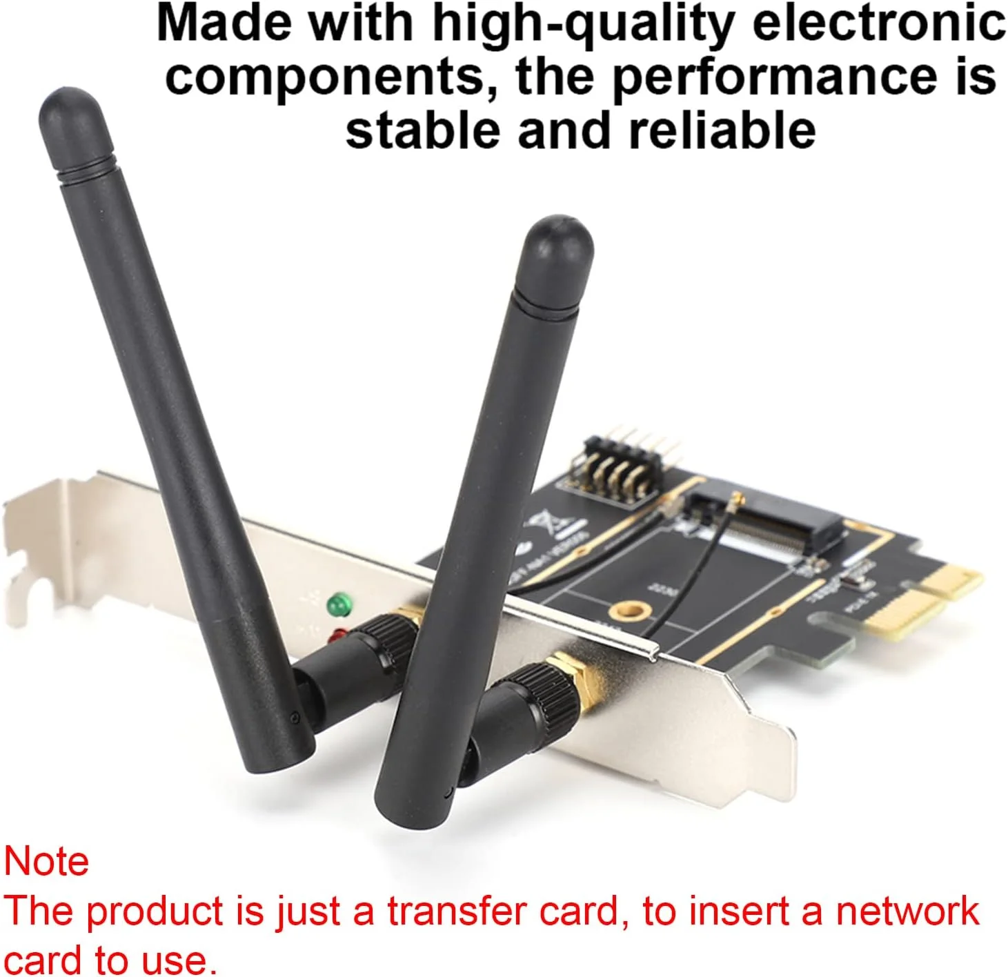 آداپتور توسعه PCI-E 1X به KEY A-E، کارت آداپتور PCI-E به NGFF M.2 با اتصال خوب، وای فای بی سیم، سازگار با محیط زیست و قابل اعتماد