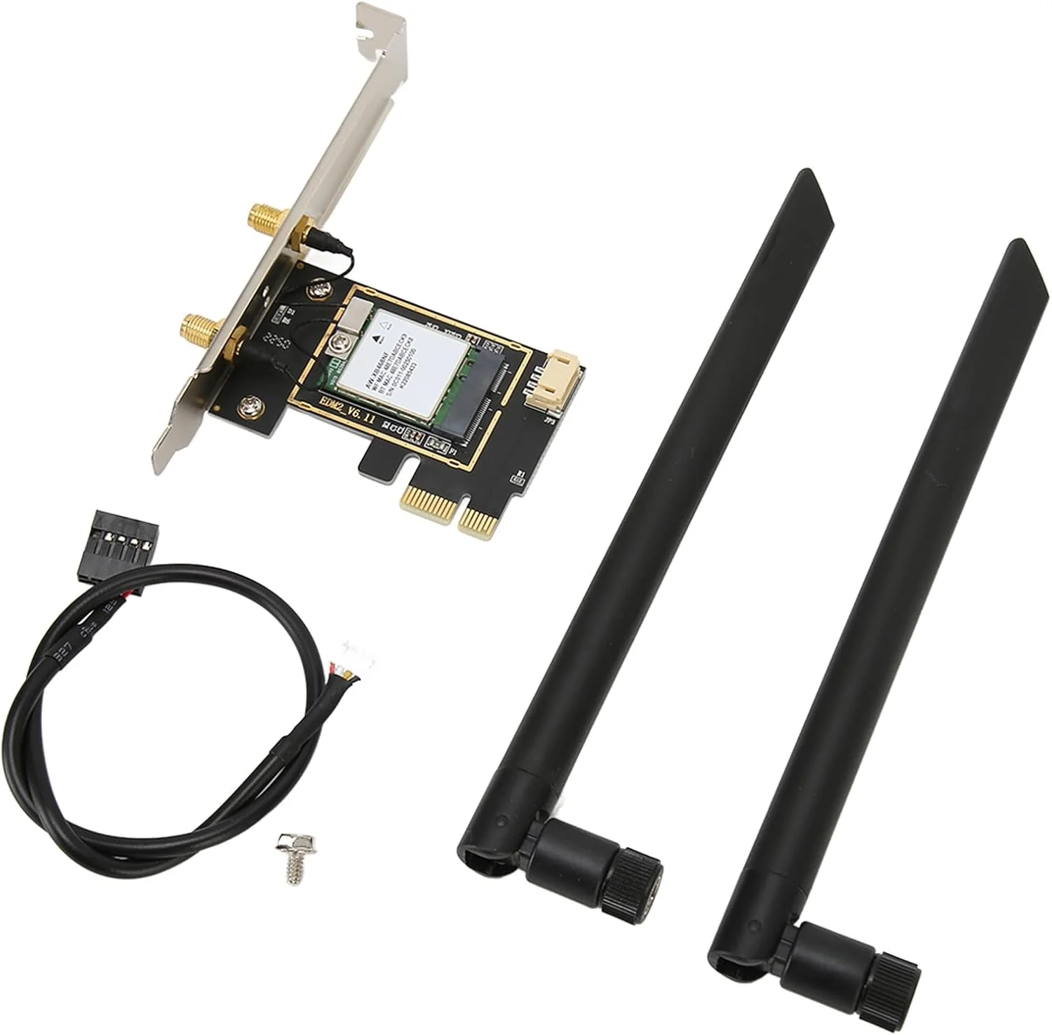 کارت شبکه وای فای 6E PCIe بی سیم Fockety برای کامپیوتر، آداپتور بی سیم 1800 مگابیت بر ثانیه 2.4G 5G با MU MIMO، کارت 5.2 برای ویندوز 10 11، 802.11A / B/G/N/AC/AX