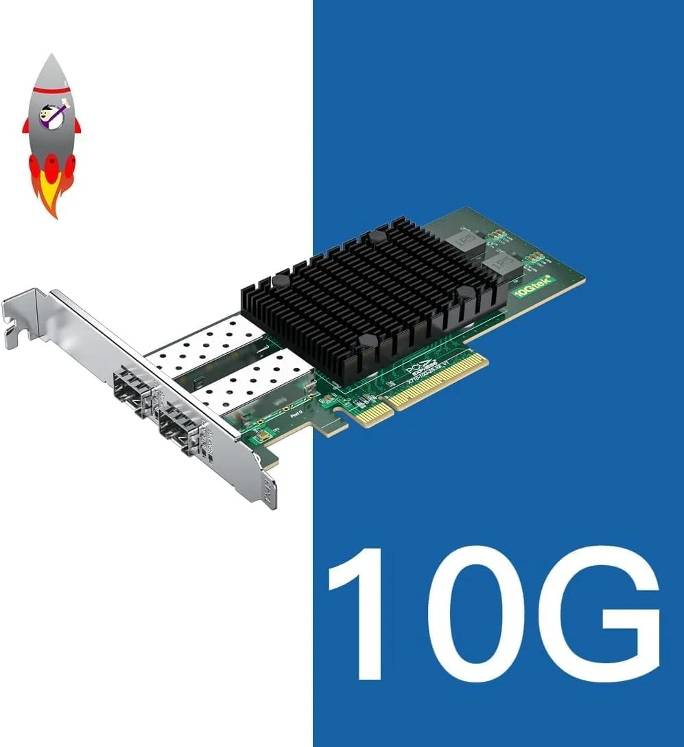 کارت شبکه دوگانه SFP PCI-e 10Gb H!Fiber.com با تراشه Intel X710-BM2، پورت 2*10Gbe SFP+، کارت شبکه 10G، پشتیبانی از Windows Server/Linux/VMware Esxi، قابل مقایسه با Intel X710-DA2