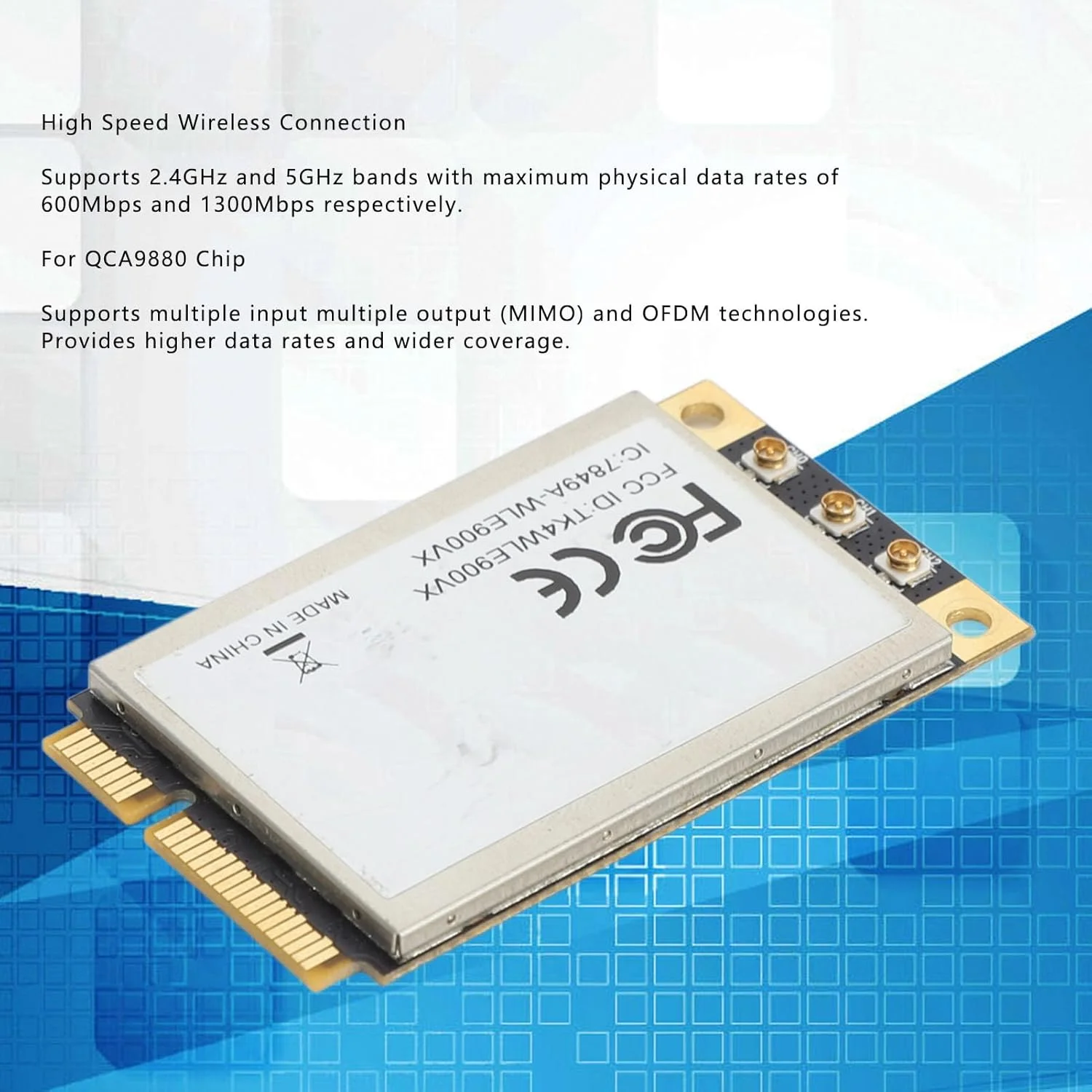 کارت شبکه وایرلس gernie، آداپتور وای فای Mini PCIE با سرعت بالا 2.4G 5G، ماژول وای فای دو بانده برای تراشه QCA9880 3×3 MIMO، برد ماژول وای فای وایرلس gerniepeyc78xbgu