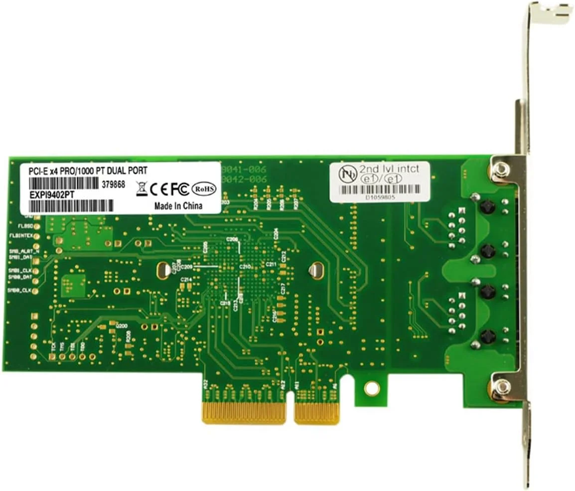 کارت شبکه دو پورت گیگابیتی PCI-E X4 با چیپ 82571 برای سرور و کامپیوتر رومیزی مدل EXPI 9402PT