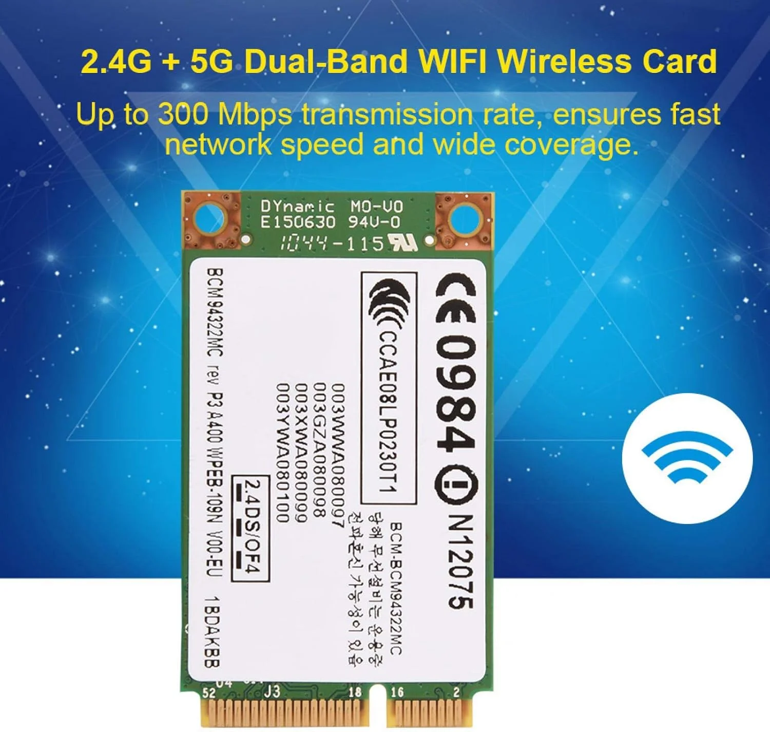 آداپتور شبکه بی‌سیم حرفه‌ای Goshyda 2.4G+5G 300Mbps دو بانده PCI-E WiFi برای HP/Mac/Dell/Asus/Hedy/TSINGHUA TONGFANG