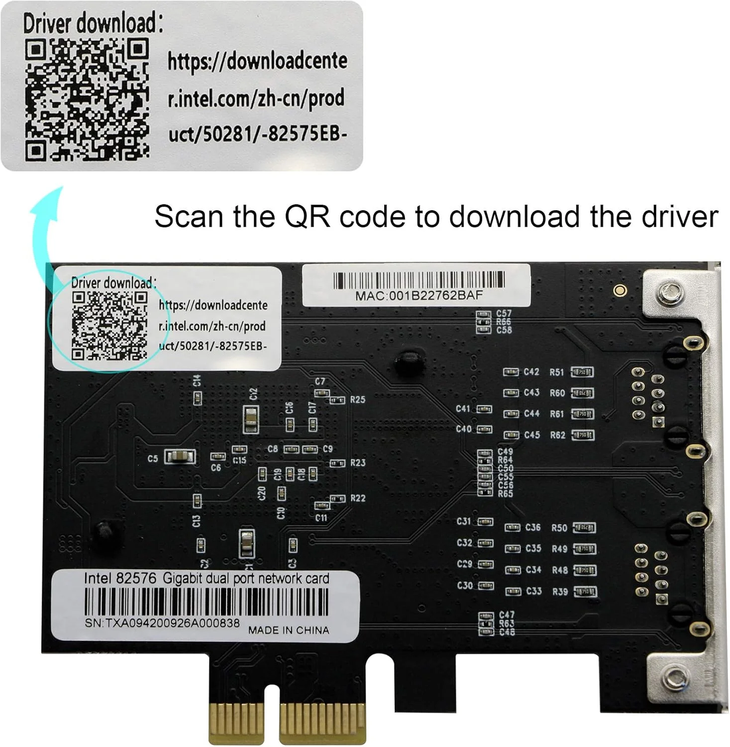 کارت شبکه دو پورت گیگابیتی اترنت PCI-E x1، آداپتور کنترلر رابط شبکه گیگابیتی 2X RJ45، با چیپست 82575EB برای رایانه های رومیزی، ایستگاه های کاری، سرورها، با براکت Low Profile.