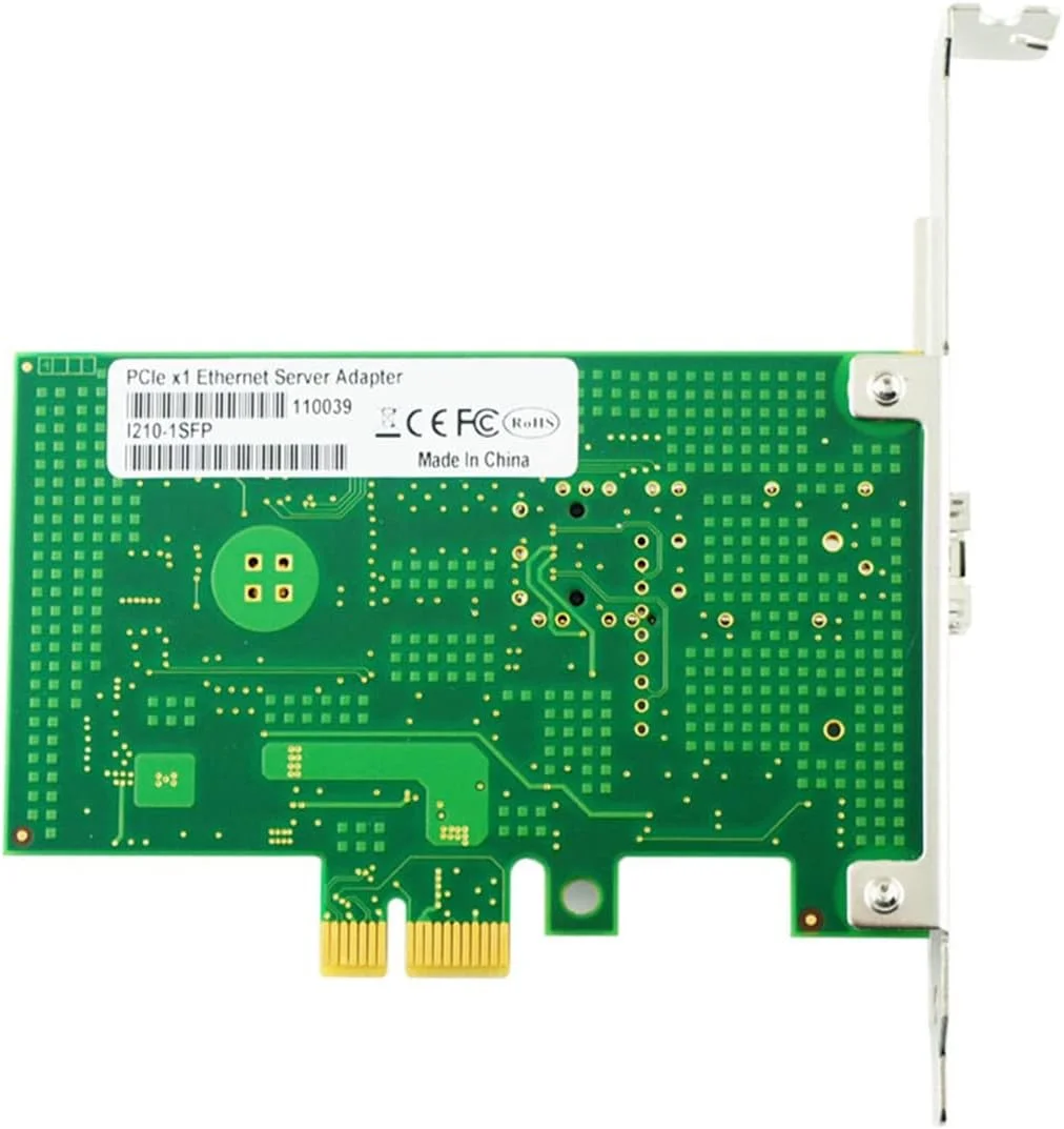 کارت شبکه فیبر نوری سرور دسکتاپ تک پورت گیگابیتی SFP با چیپ I210AS PCIE X1 مدل I210-F1/1SFP