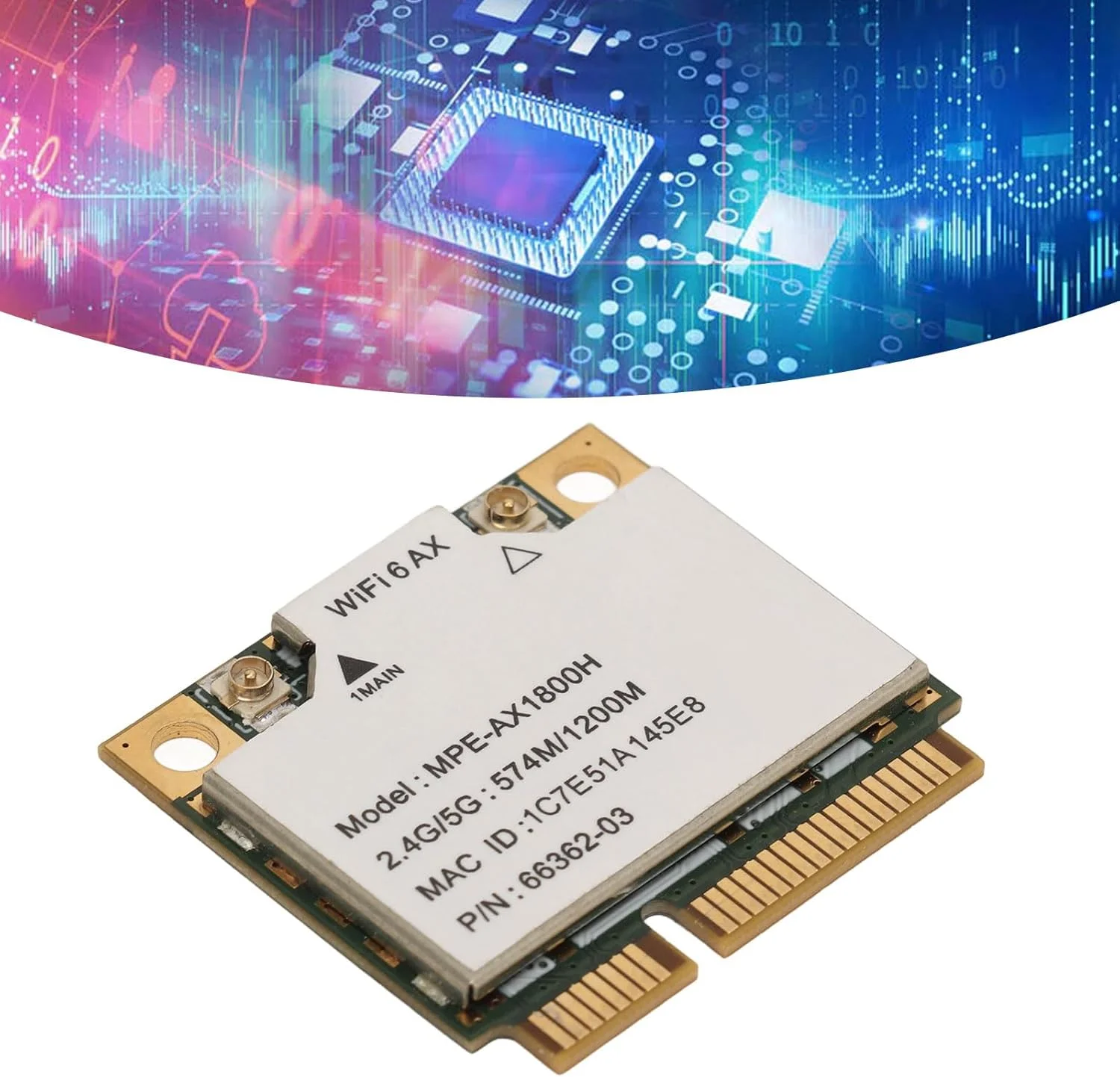 کارت شبکه وای فای 6 GOWENIC دو بانده 2.4 گیگاهرتز 1200 مگابیت بر ثانیه 5 گیگاهرتز AX1800H مینی PCIE وای فای آداپتور برای 10/11، با اتصال پایدار و سرعت بیشتر