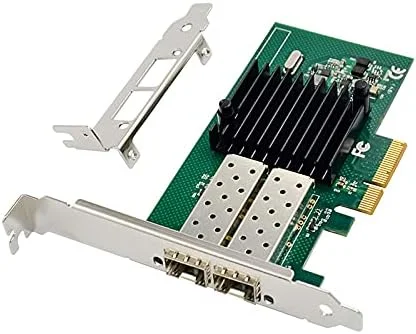 کارت شبکه دو پورت اترنت 2 x SFP گیگابیتی 10/100/1000Mbps HINYSENO PCI-E با کنترلر رابط شبکه برای چیپست Intel I350 به همراه براکت با ارتفاع کم/زیاد