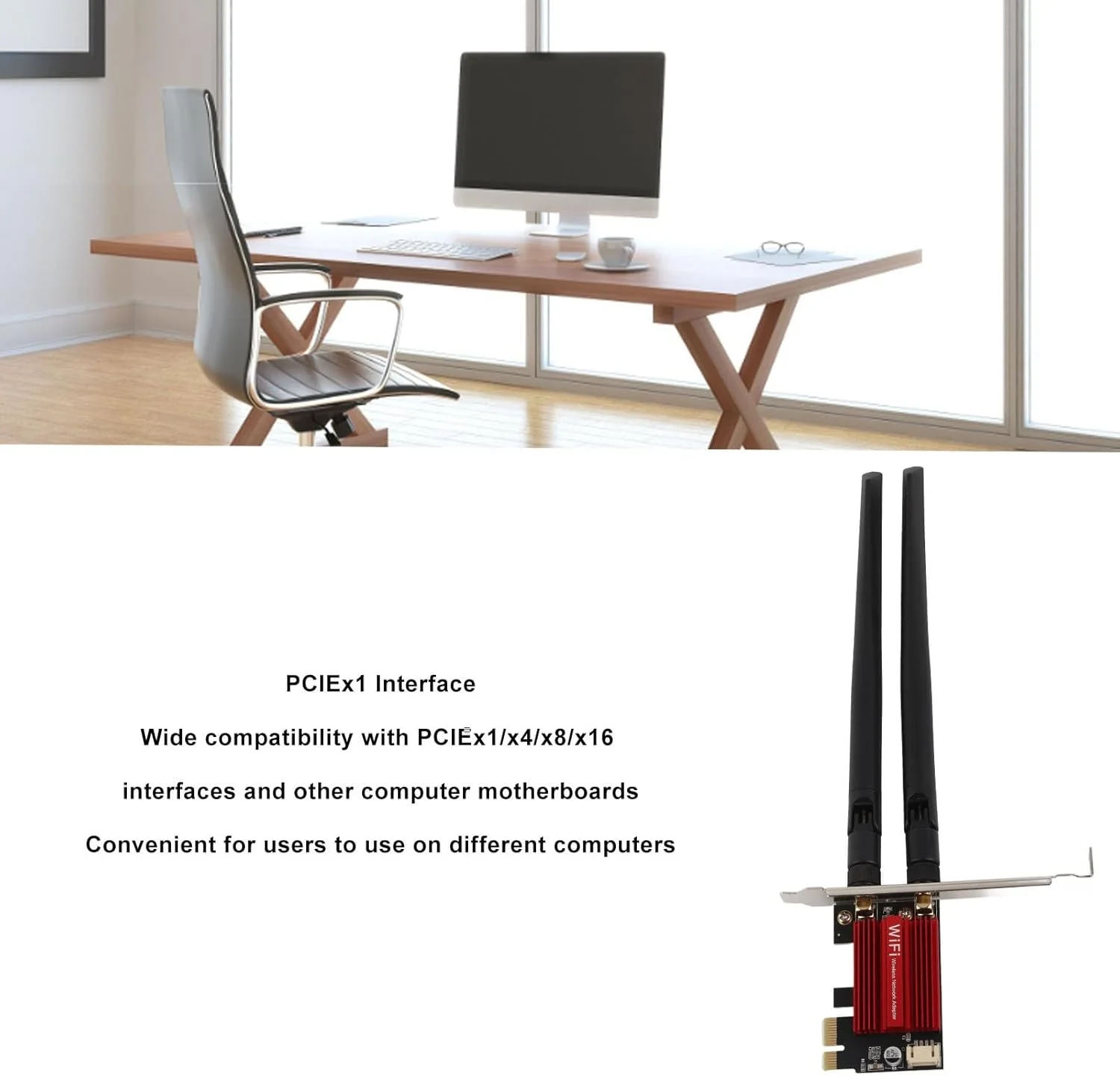 کارت وای فای دو بانده پرسرعت PCIE با 4.0 برای 7، 8، 10، 11، کارت وایرلس 1200 مگابیت بر ثانیه برای اتصال پایدار و پوشش گسترده