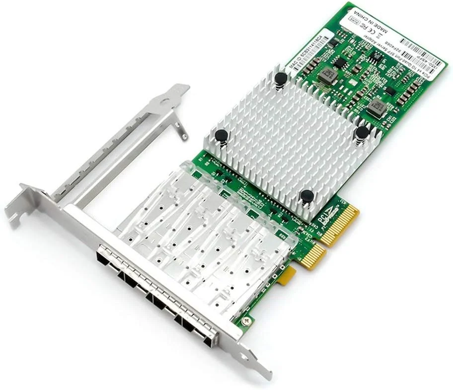 کارت شبکه اترنت چهار پورت SFP با چیپست Intel I350AM4 مدل I350-F4 PCI-E X4 با سرعت 10/100/1000Mbps