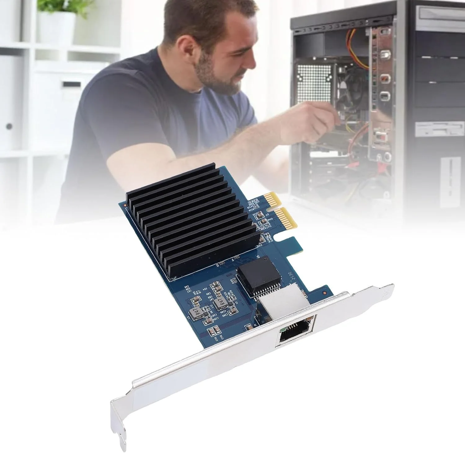 کارت شبکه PCIe 10G با چیپست RTL8127 و سرعت‌های انتخابی 10G 5G 2.5G 1G 100Mbps 10Mbps برای کامپیوتر و سرور