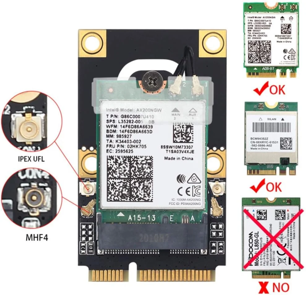 تبدیل M.2 به PCIe برای لپ تاپ NGFF M.2 Key A+E کارت وای فای بلوتوث به آداپتور تبدیل Mini PCI-E برای لپ تاپ های 2010-2016 مبتنی بر PCI Express