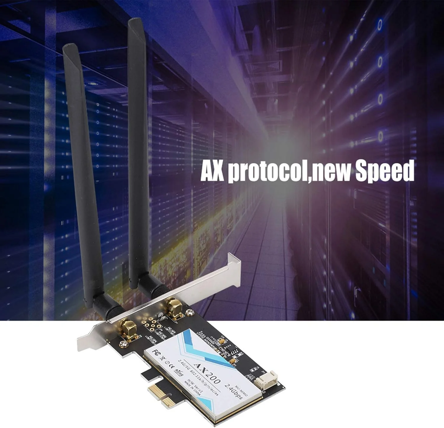 کارت شبکه AX200NGW 802.11ax WiFi6 2400M، کارت وای فای 2.4GHz/5GHz PCI‑E، کارت شبکه بی سیم رومیزی بلوتوث 5.0 MU-MIMO، پشتیبانی از ویندوز 10 64 بیتی