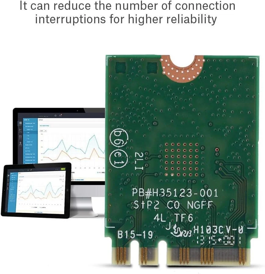 کارت شبکه دو بانده AC 7265 اینتل، کارت شبکه 867M دو بانده + آداپتور کارت شبکه بلوتوث 4.0 WLAN با مصرف انرژی پایین