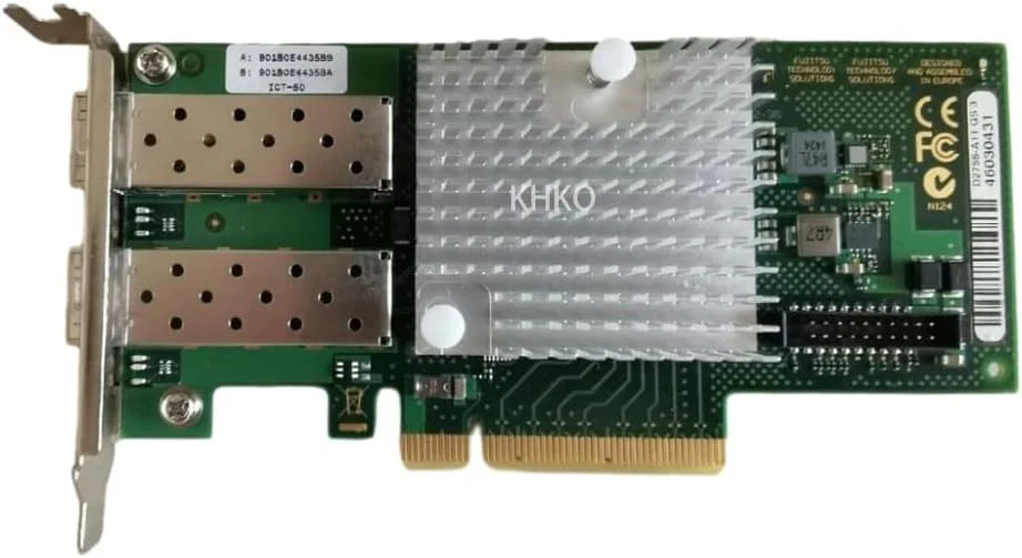 آداپتور کارت شبکه فیبر نوری 10 گیگابیتی دو پورت D2755-A11 X520-DA2 82599ES دست دوم اصلی 2x 10GbE-LAN SFP+ PCIe X8 (با براکت کوتاه)