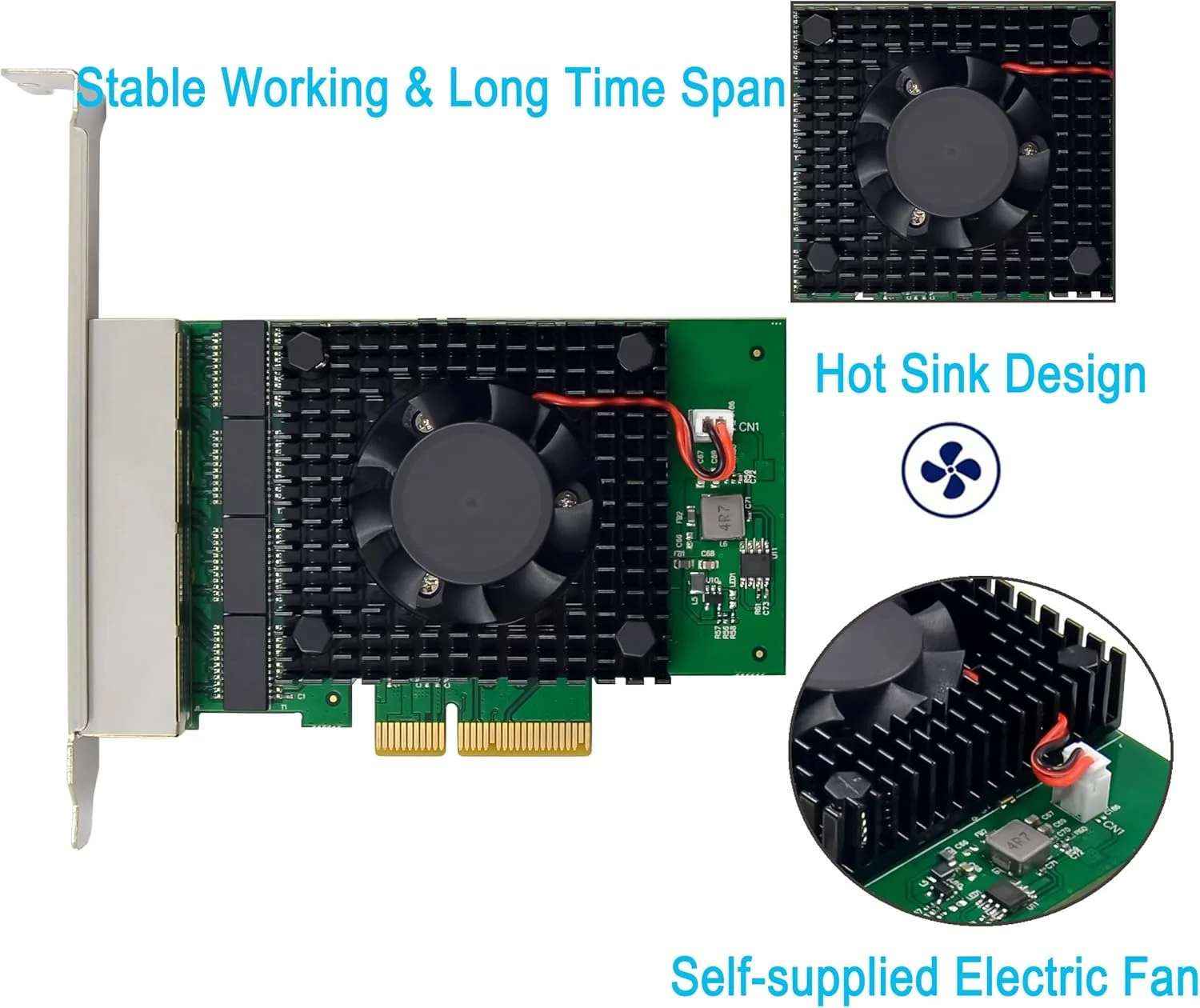 آداپتور شبکه چهار پورت 2.5GbE PCIe 3.1 با Intel I225-V 2500/1000/100Mbps، کارت شبکه اترنت گیگابیتی PCI Express چهار پورت RJ45 LAN Controller برای ویندوز 10/11 با براکت Low Profile