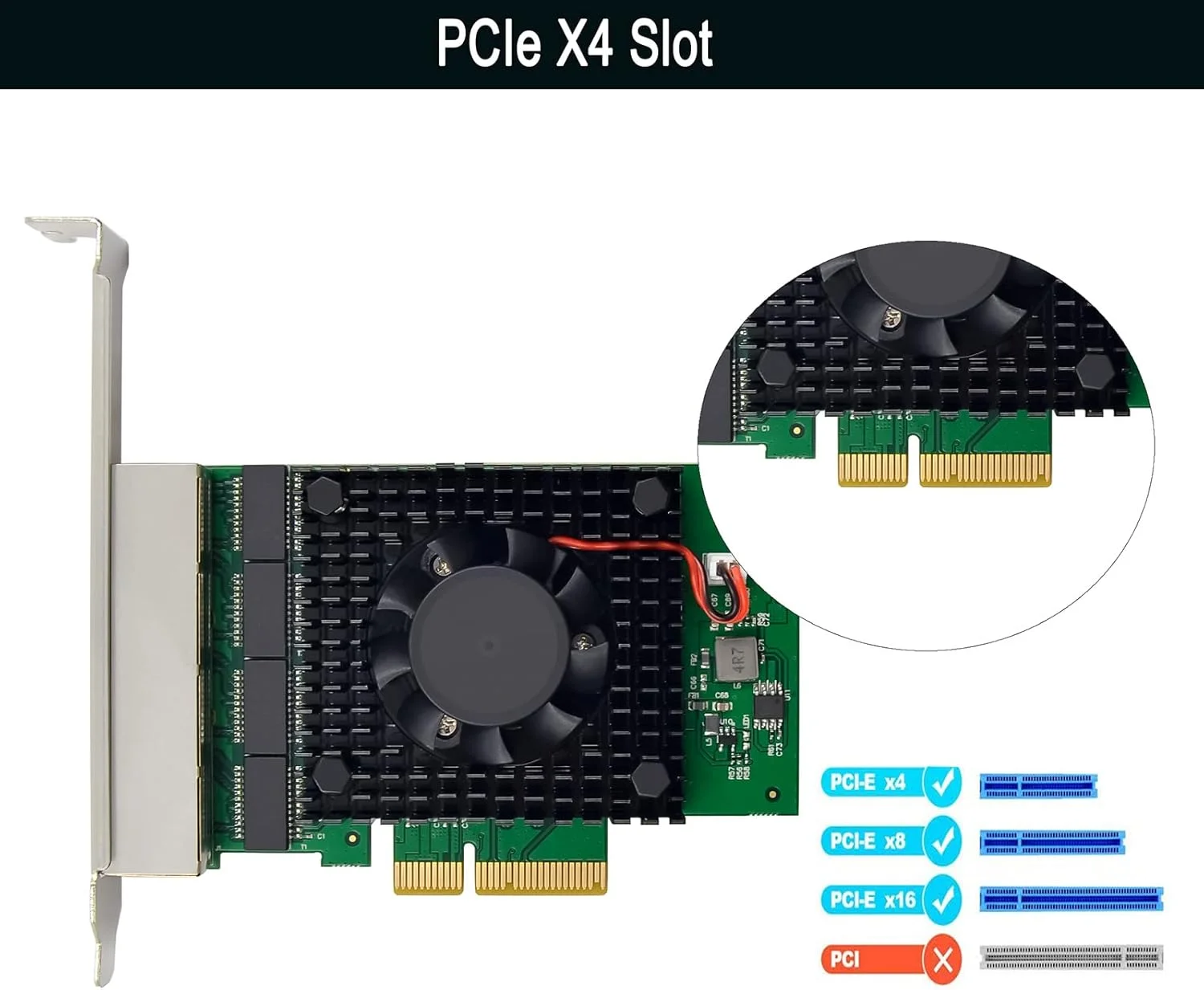 آداپتور شبکه چهار پورت 2.5GbE PCIe 3.1 با Intel I225-V 2500/1000/100Mbps، کارت شبکه اترنت گیگابیتی PCI Express چهار پورت RJ45 LAN Controller برای ویندوز 10/11 با براکت Low Profile