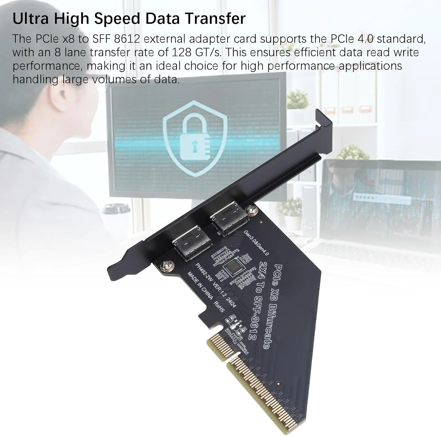 کارت توسعه PCIe X8 به Oculink، نصب آسان کارت گرافیک اکسترنال برای NVMe SSD GPU، سازگار با سیستم عامل های مختلف