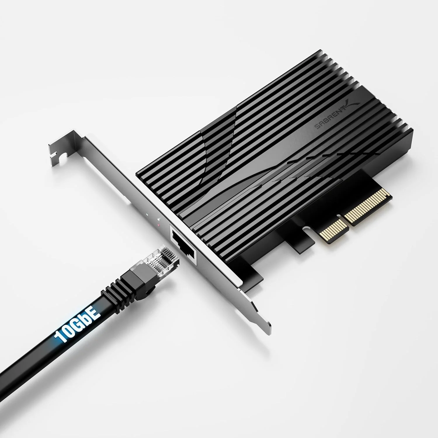 آداپتور شبکه 10 گیگابیتی اترنت سابرنت PCIe – کارت PCIe 3.0 x4، هیت سینک آلومینیومی، سازگار با اترنت 5GbE/2.5GbE/Gigabit/Fast، مناسب برای اسلات های x4/x8/x16، نشانگرهای LED وضعیت (NT-10PE)