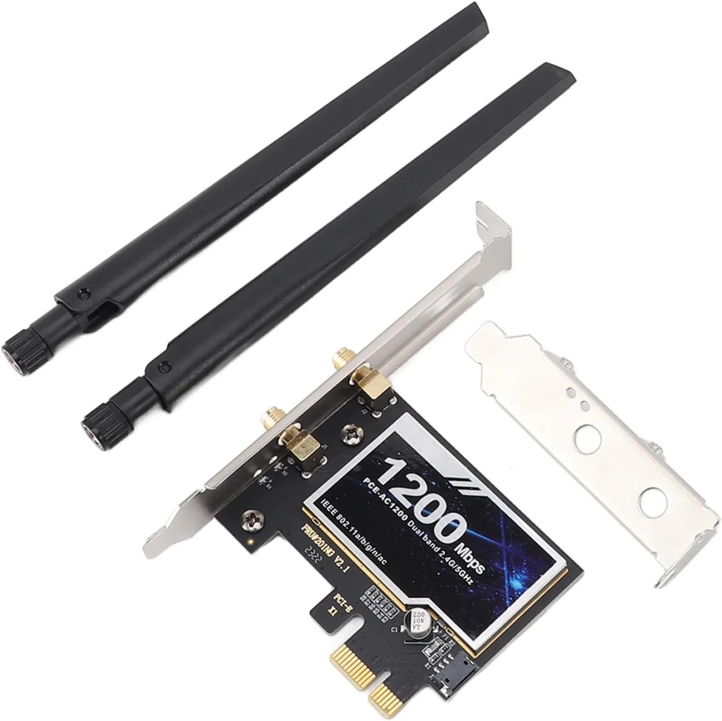 کارت رابط گیگابیتی 2.4GHz 5GHz سوراندی، کارت وای فای PCIE 4.2 1200Mbps آداپتور بی سیم دو بانده، چیپست 8265AC برای رایانه شخصی رومیزی PC 7/8/10