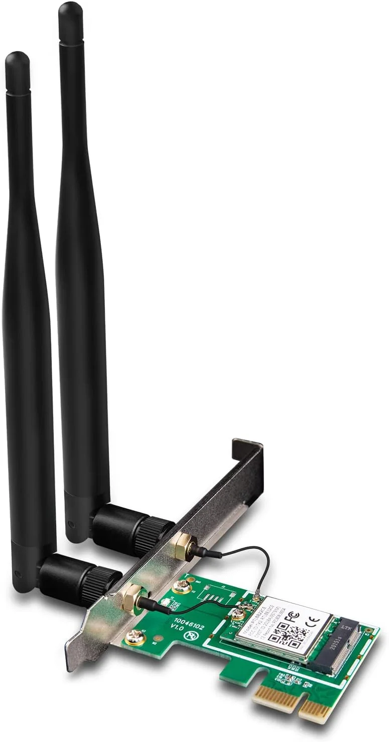 کارت شبکه وایرلس دو بانده Tenda AC1200 PCIe - کارت شبکه گیگابیتی - کارت وای فای PCI Express برای کامپیوتر رومیزی/گیمینگ - پشتیبانی از ویندوز 10 (E12)