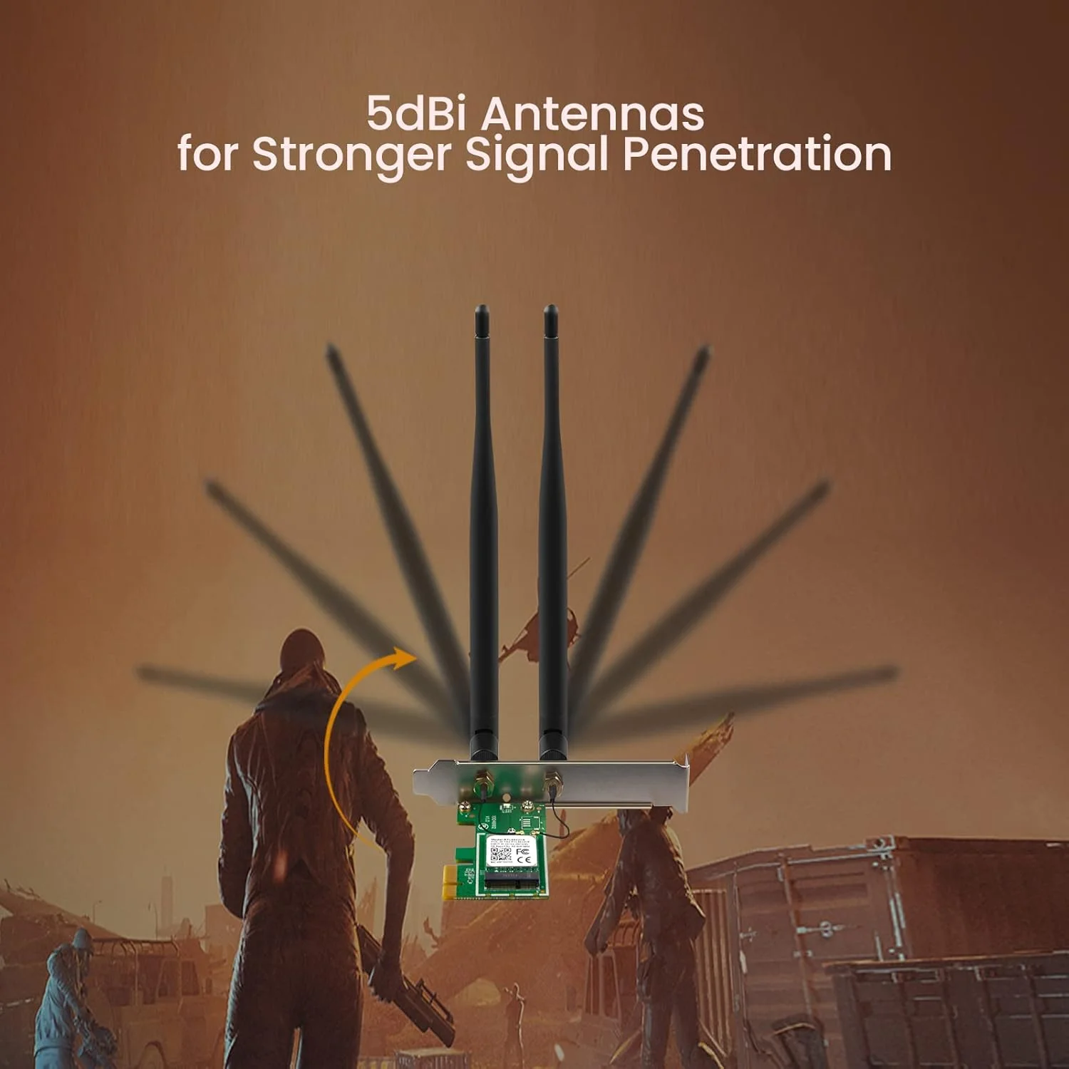 کارت شبکه وایرلس دو بانده Tenda AC1200 PCIe - کارت شبکه گیگابیتی - کارت وای فای PCI Express برای کامپیوتر رومیزی/گیمینگ - پشتیبانی از ویندوز 10 (E12)