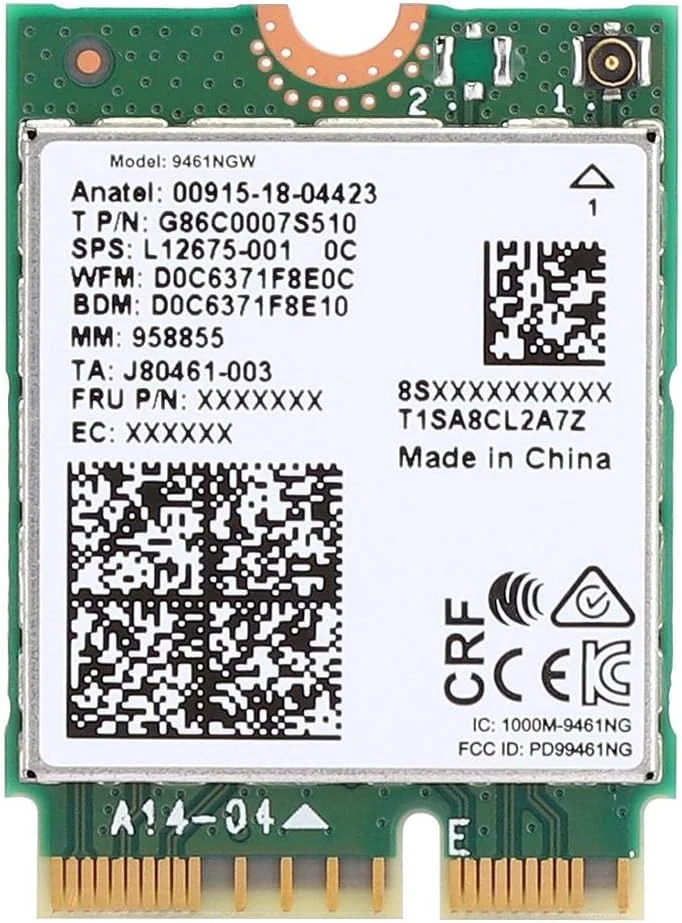 کارت شبکه Wendry، کارت شبکه بی سیم Intel 9461NGW، کارت شبکه بلوتوث 5.0، پشتیبانی از شبکه 2.4G / 5G (رابط M.2، 433Mbps)