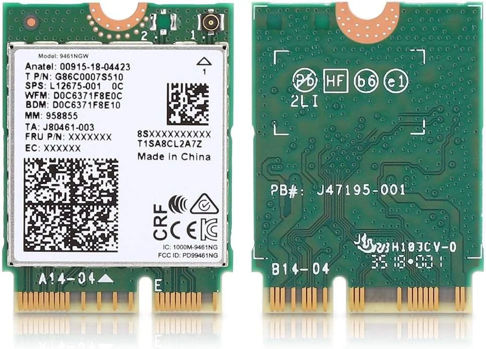 کارت شبکه Wendry، کارت شبکه بی سیم Intel 9461NGW، کارت شبکه بلوتوث 5.0، پشتیبانی از شبکه 2.4G / 5G (رابط M.2، 433Mbps)