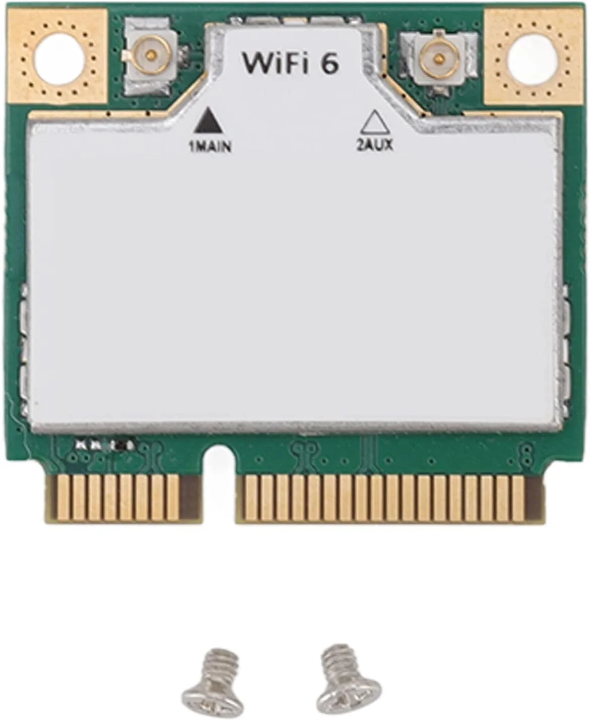کارت شبکه وایرلس WiFi 6 مدل 802.11ax Half Mini PCI E، کارت وای فای دو بانده BT5.1 با سرعت 2400 مگابیت بر ثانیه، کارت اینترنت Pcie سازگار با Win10 11 64bit برای لپ تاپ و کامپیوتر