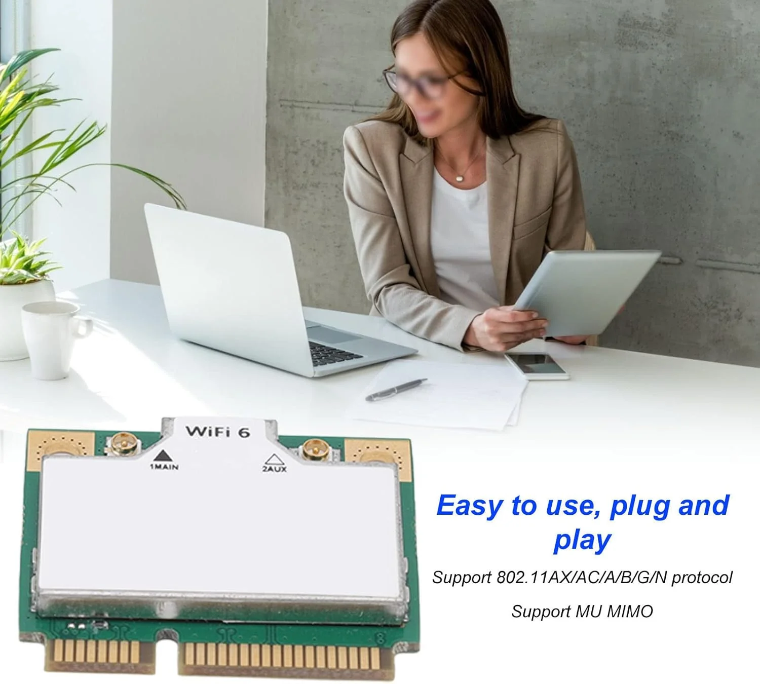 کارت شبکه وایرلس WiFi 6 مدل 802.11ax Half Mini PCI E، کارت وای فای دو بانده BT5.1 با سرعت 2400 مگابیت بر ثانیه، کارت اینترنت Pcie سازگار با Win10 11 64bit برای لپ تاپ و کامپیوتر