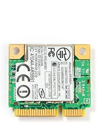 کارت آداپتور وایرلس Atheros AR5B91 AR9281 Mini PCI-e half N wifi Network 802.11b/g/n تک تراشه 2.4 GHz Draft 300M