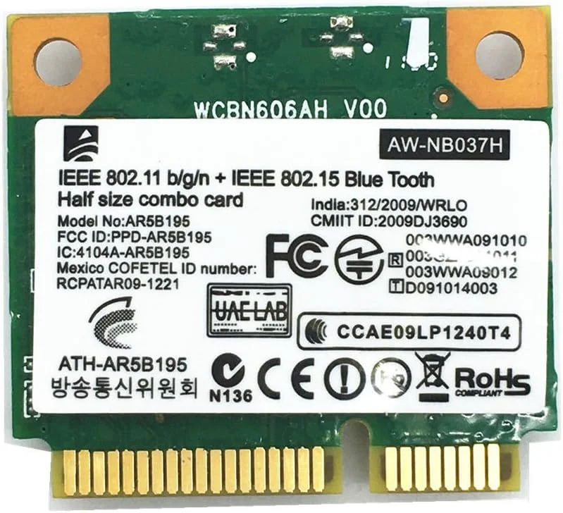 کارت آداپتور بی سیم Atheros AR5B195 Wifi BlueTooth Network WIFI+BT3.0 Combo Half Mini PCI-e Wlan برای //ASUSs