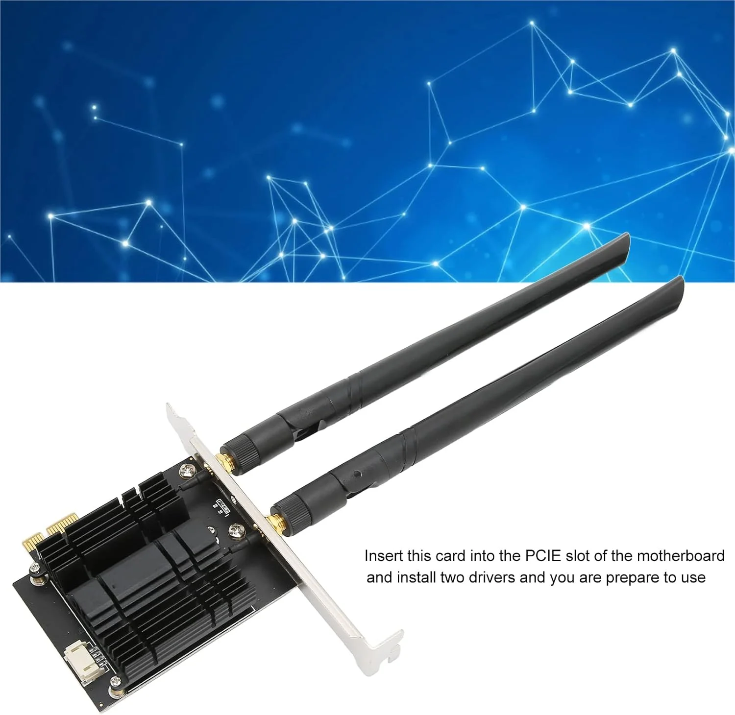 آداپتور وایرلس PCIE، کارت وای فای PCIE دو بانده 2.4 گیگاهرتز 5.8 گیگاهرتز، آداپتور وای فای PCIE 4.2 پشتیبانی از کارت وای فای AC1300Mbps دسکتاپ برای رایانه شخصی رومیزی