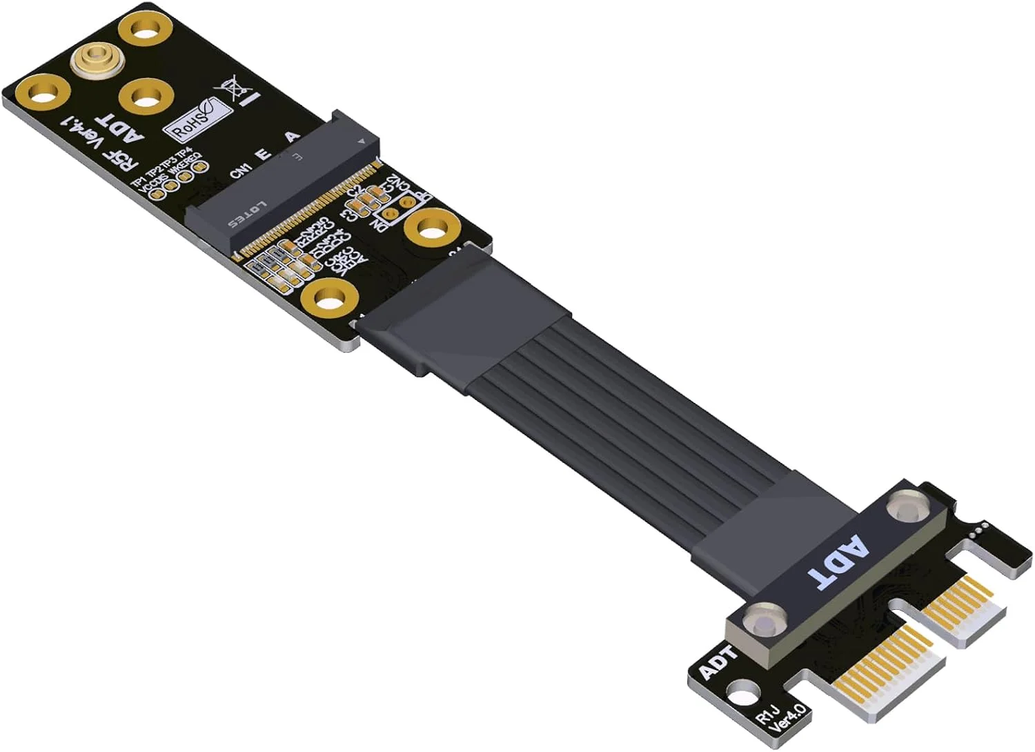 کابل توسعه اتصال کارت شبکه وایرلس وای فای PCIE 4.0 X1 به M.2، کارت آداپتور کابل فلت توسعه M2 NGFFs a.e KEY (25CM)