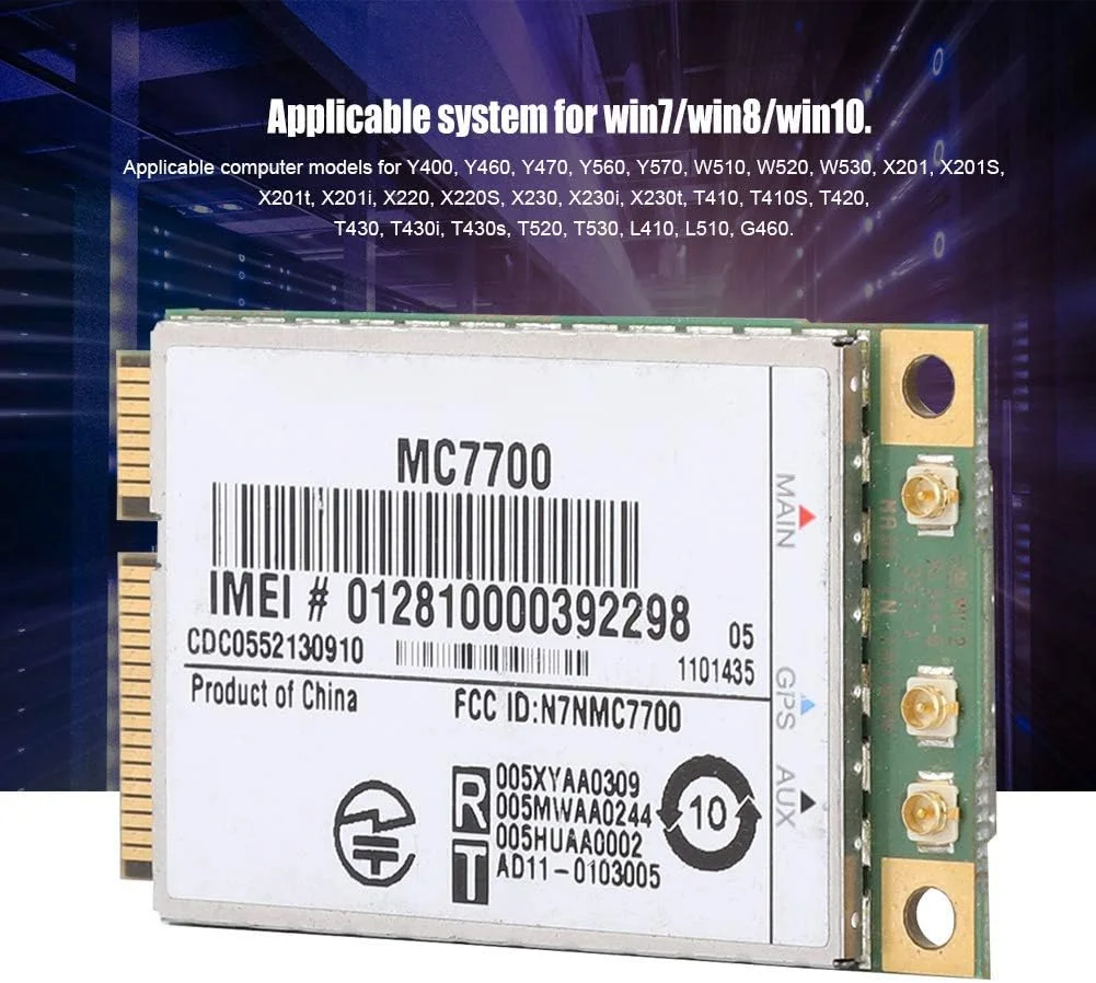 ماژول بی سیم LTE، ماژول کارت 3G / 4G بی سیم FDD LTE مدل MC7700 PCI-E 100Mbps، پشتیبانی از Gobi API