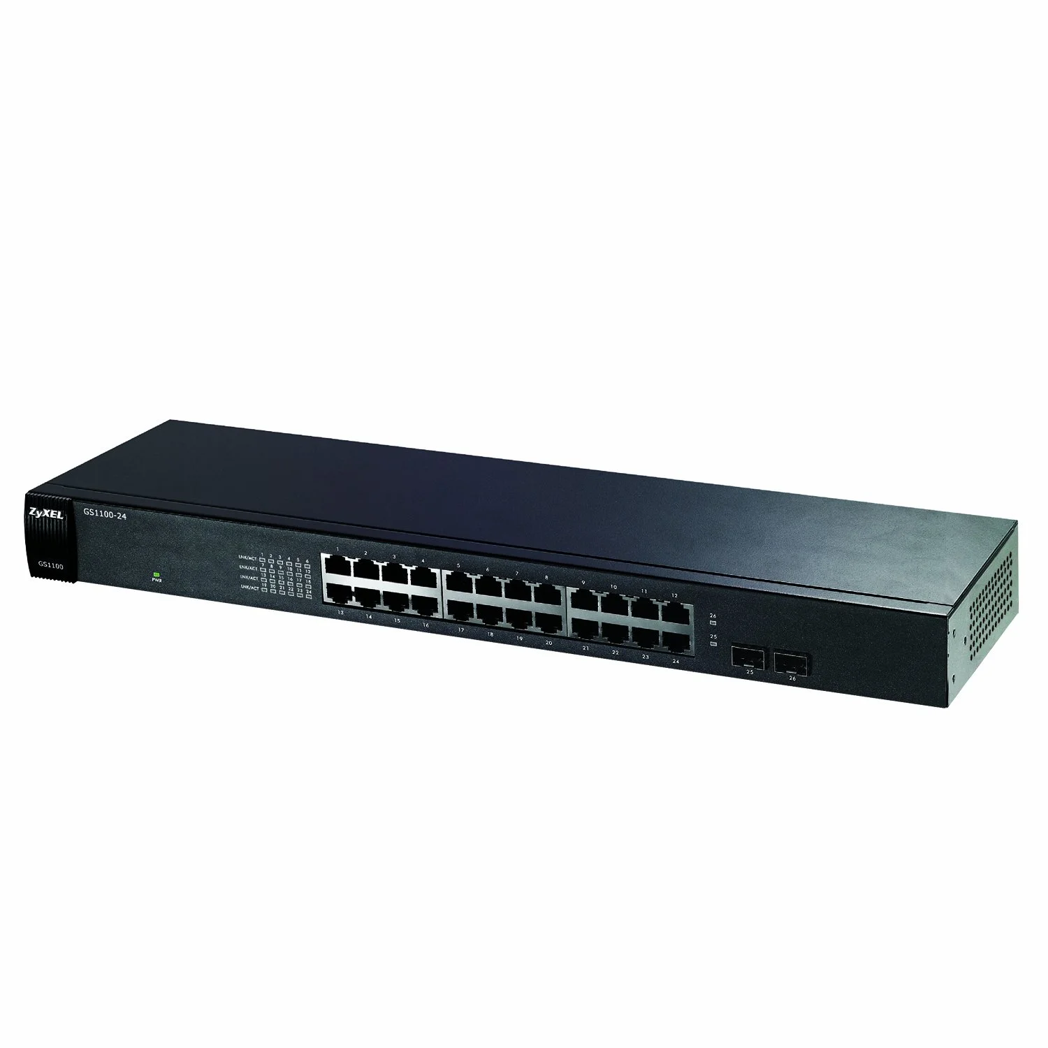 سوئیچ غیر مدیریتی 24 پورت گیگابیتی اترنت زایکسل - طراحی بدون فن با 2 پورت SFP مدل [GS1100-24]