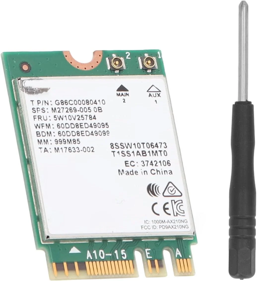 کارت شبکه وایرلس WiFi 6E، سرعت فوق العاده بالا، فناوری WiFi 6E، نسخه ارتقا یافته کارت شبکه وایرلس AX210 برای لپ تاپ و کامپیوتر رومیزی با سرعت انتقال داده 5400 مگابیت بر ثانیه