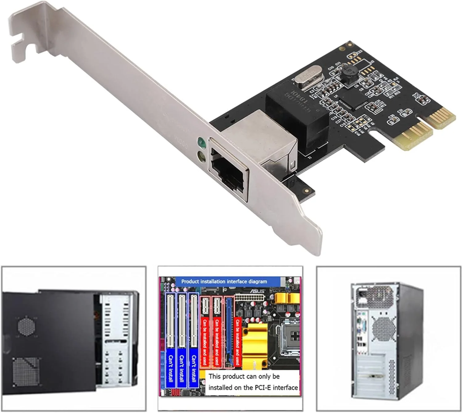 کارت گیگابیتی PCI-E مدل XUMIUZIY، آداپتور اترنت گیگابیتی NIC PCI-E با سرعت 10/100/1000 مگابیت بر ثانیه برای ویندوز 7/Vista/XP/2000/ME/98sE/ Server 2003-2008 32/64 بیتی