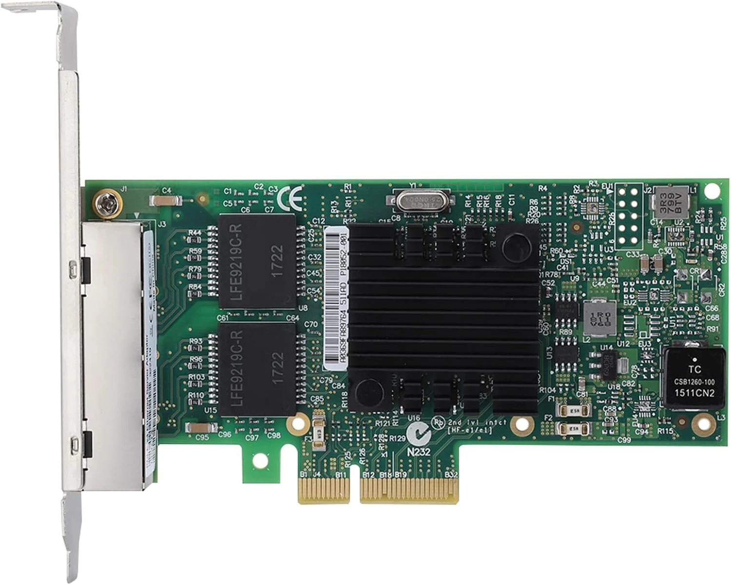 کارت شبکه گیگابیتی PCI-E چهار پورت سرور اترنت با هیت سینک بزرگ برای کامپیوتر رومیزی