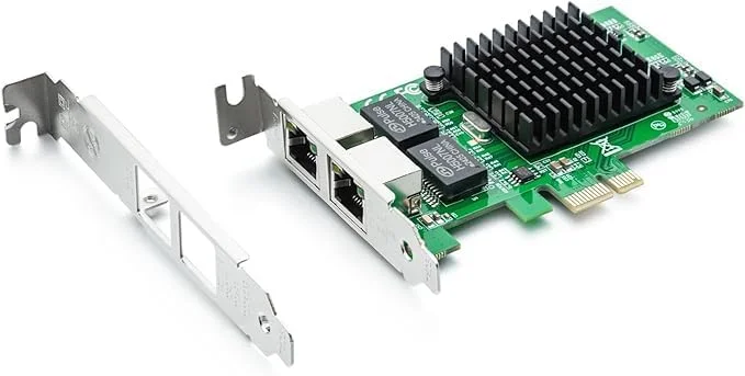 آداپتور شبکه اترنت گیگابیتی 10/100/1000 مگابیت بر ثانیه با تراشه اینتل 82576 | کارت شبکه اترنت PCI Express | پورت های مسی دوگانه RJ45 | PCI Express 2.0 X1 | مشابه اینتل E1G42ET