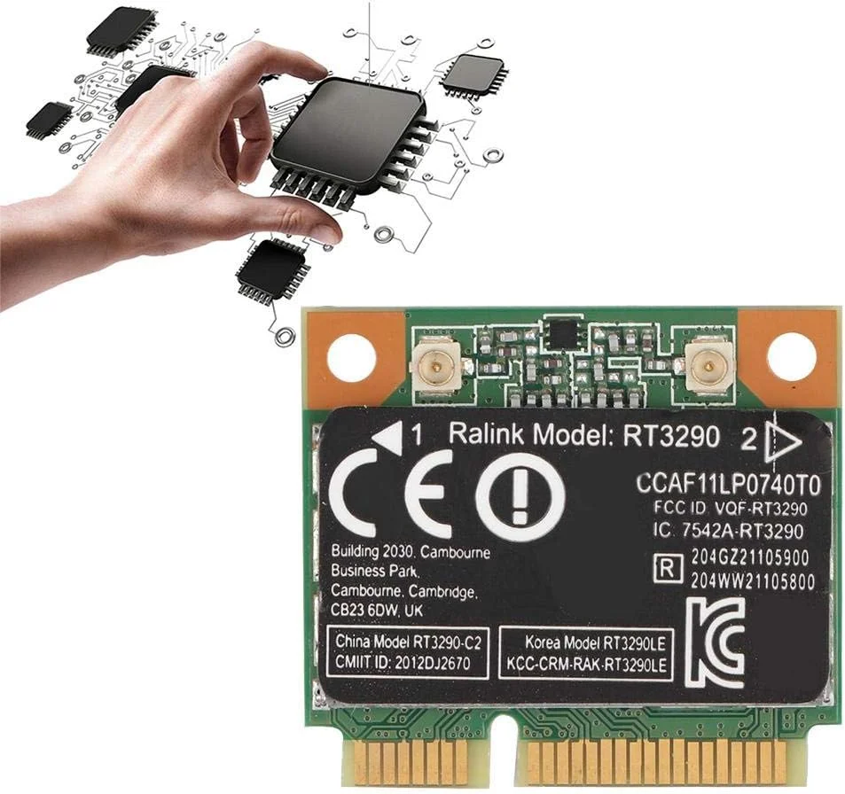 آداپتور کارت شبکه کوچک ASHATA، کارت شبکه بی سیم PCI-e با بلوتوث 3.0 و فرکانس 2.4G، آداپتور کارت شبکه بی سیم Wi-Fi مدل RT3290، پشتیبانی از 802.11N تا 150 مگابیت بر ثانیه، برای کامپیوتر با پورت Mini PCI-E