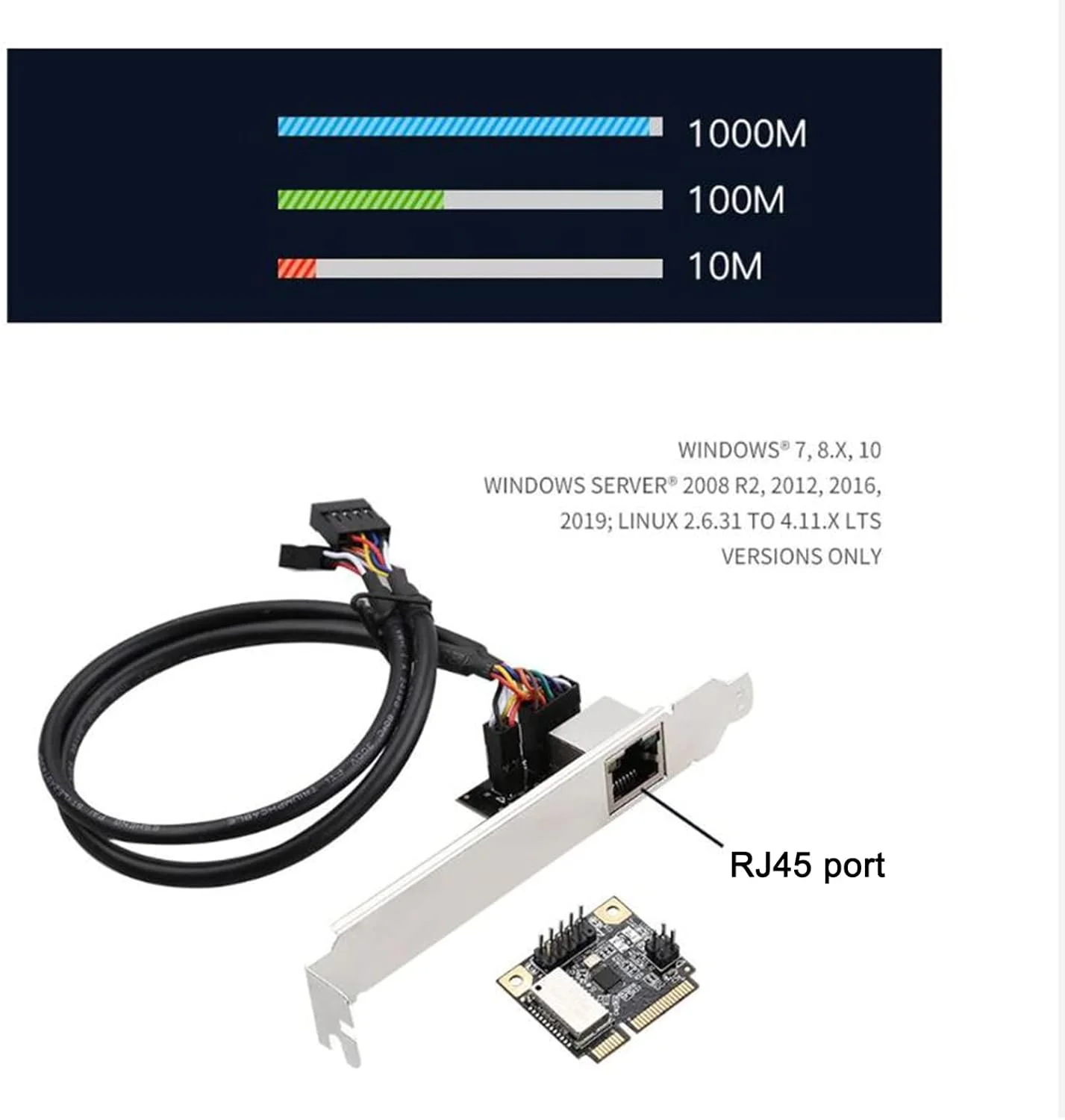 کارت شبکه اترنت گیگابیتی مینی PCI-E بیوینر، کارت PCI Express NIC 10/100/1000Mbps با اتلاف حرارت کارآمد، کارت NIC LAN درایو- RJ45 برای رایانه شخصی رومیزی