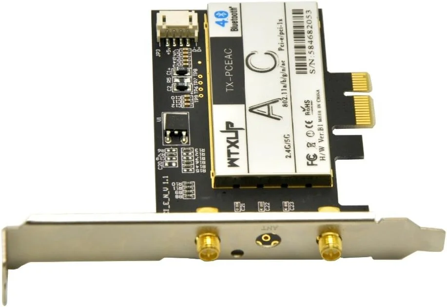 WTXUP برای Broadcom BCM94371ZAE 802.11ac 867Mbps کارت شبکه وای فای WLAN PCI Express بی سیم کامپیوتر رومیزی + بلوتوث 4.1 (براکت پروفایل کامل)