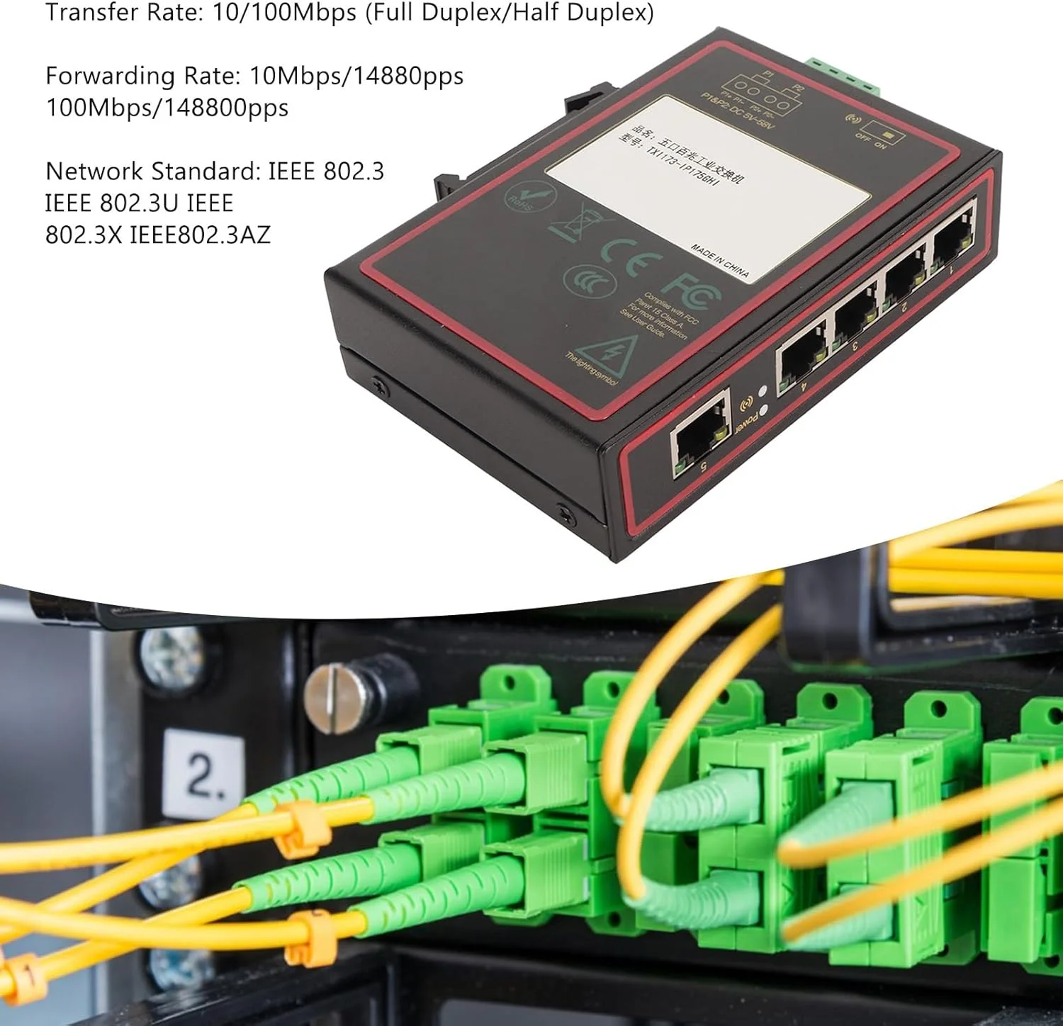 سوئیچ اترنت سریع 100 مگابیت بر ثانیه GOWENIC، اسپلیتر اترنت رومیزی 5 پورت با ریل DIN، سوئیچ غیر مدیریتی IP40 برای خانه
