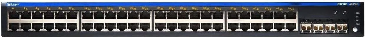 سوییچ جونیپر نتورکس EX 2200 48P - C3 - مدیریتی - 48 پورت 10/100/1000 (PoE+) + 4 پورت گیگابیتی SFP - رومیزی - PoE+ (405 وات)