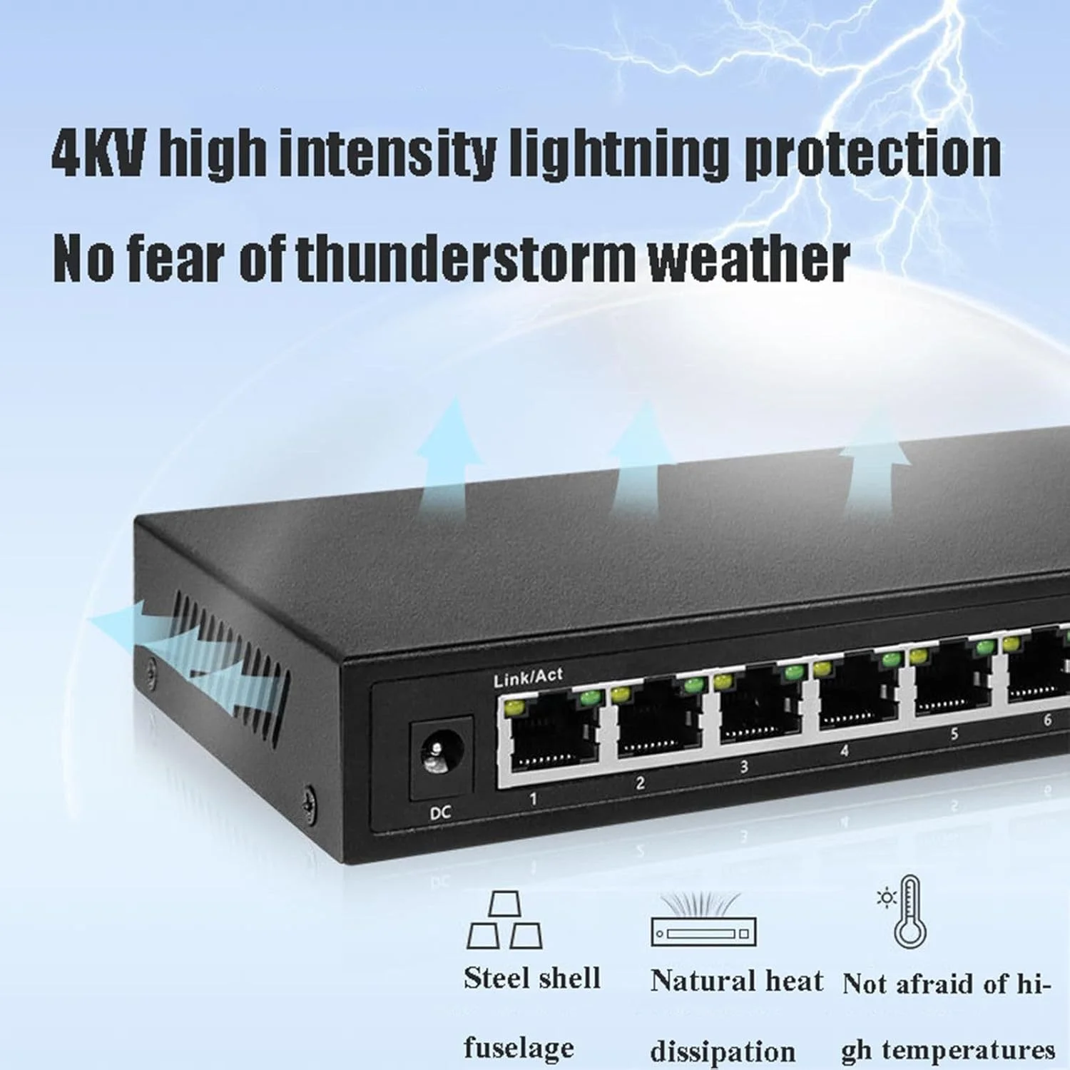 سوئیچ شبکه 8 پورت 2.5G با پورت های اترنت POE، هاب 10G Optical Plug-and-Play، اسپلیتر اینترنت، مدل C