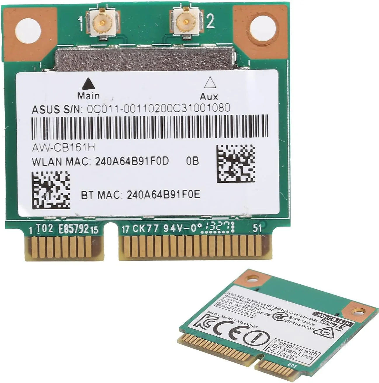 کارت شبکه وای فای Mini PCI-E، آداپتور شبکه PCI Express دو بانده 2.4G/5Ghz، بلوتوث 4.0 433Mbps 802.11a/b/g/n/ac، برای لپ تاپ ها