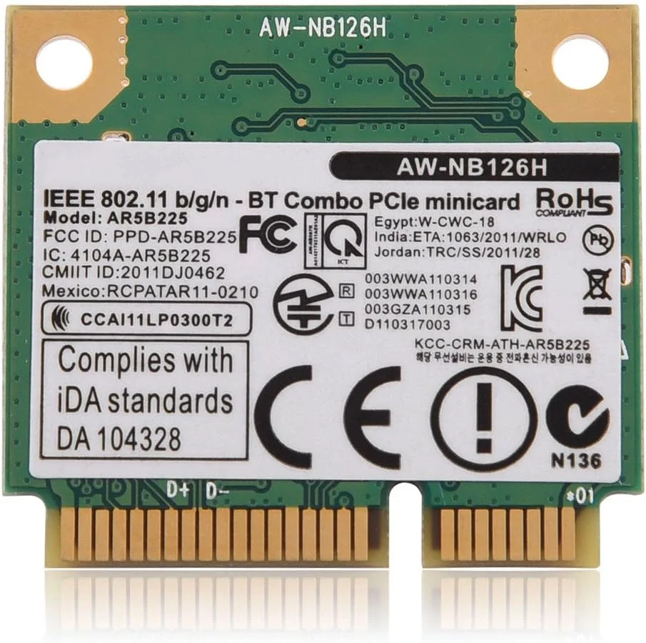 کارت وای فای Elprico، کارت کامپیوتر وایرلس وای فای PCI-E-Map 2.4 گیگاهرتز 802.11b/g/n برای دل