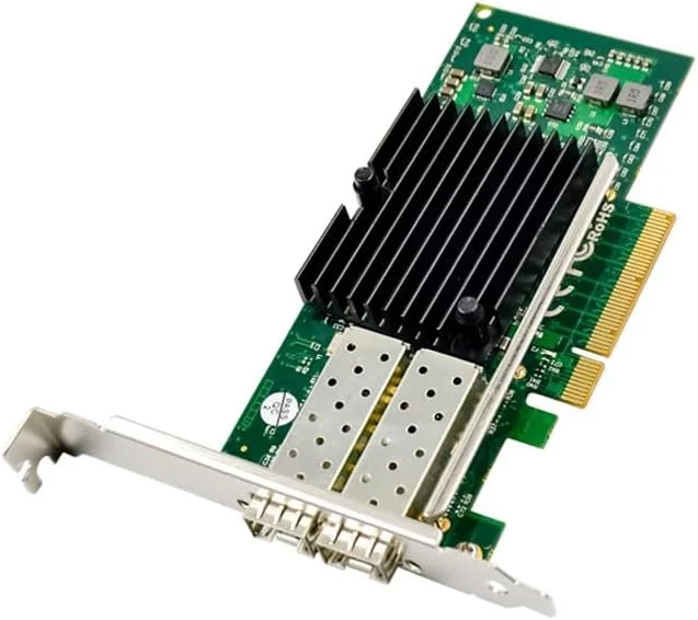 کارت شبکه فیبر نوری سرور 2 پورت PCI-E X8 گیگابیتی PCIe 10 گیگابیتی Etherne SFP+ با چیپ Intel82599ES با سرعت 10000 مگابیت بر ثانیه